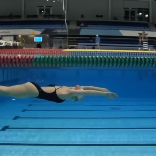 ZoomSwim swimmer viewed at the waterline — TECHNAST custom GoPro dolly project