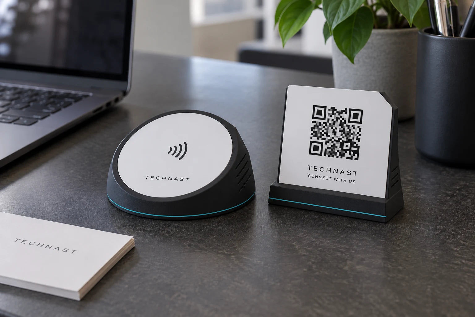 Premium 3D-printed business NFC and QR display concept